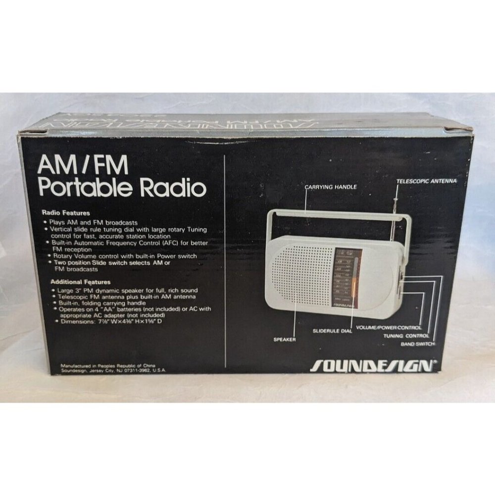 NOS Soundesign Radio Portable AM FM Battery Gray 2204 SGY Prop Vintage Retro NIB - Picture 4 of 16